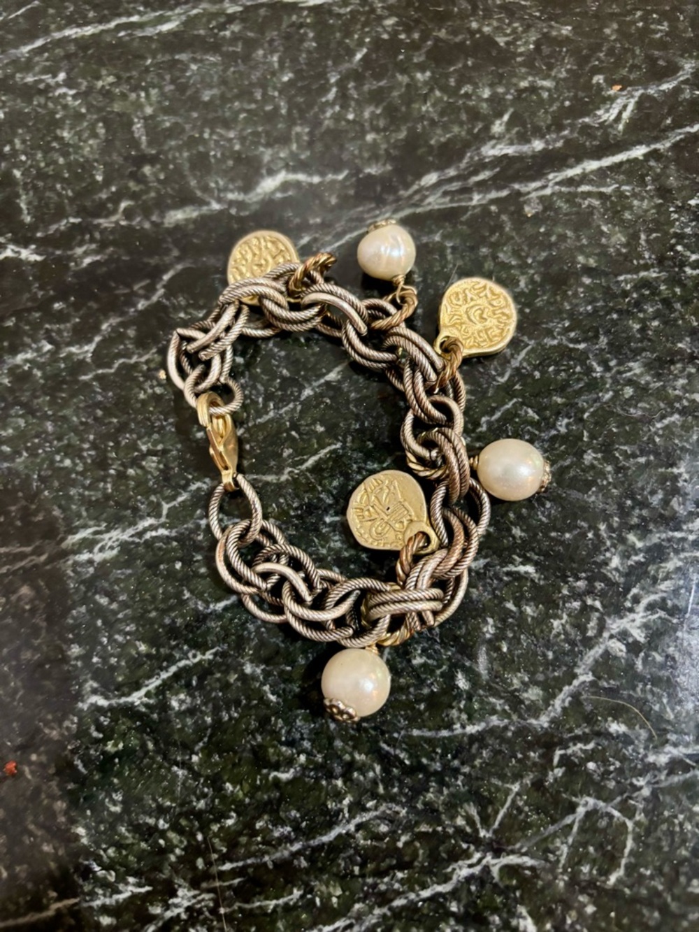 Mixed Metal Charm & Bead Bracelet Duo - Gold & Silver Tones - Picture 3 of 4